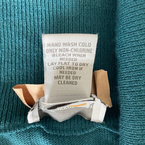 SOFT SURROUNDINGS Cardigan Sweater Small Teal Blue Off Shoulder Cowl Neck - Picture 12 of 12